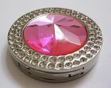 Pink Crystal Surrounded By Diamonds Foldup Hand Bag Purse Hook Caddy