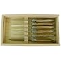 Laguiole Stainless Olive Wood Handled Knives in Black Gift Box