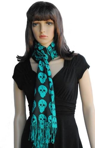Pashmina Silk Feel Scarf with Skull Designer Inspired Pattern