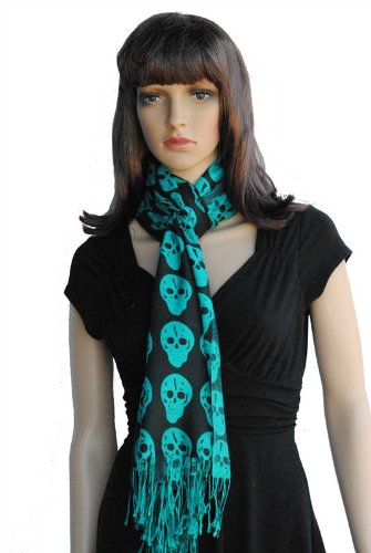 Pashmina Silk Feel Scarf with Skull Designer Inspired Pattern