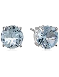 Sterling Silver 8mm Round Gemstone Solitaire Earrings