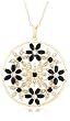 Yellow Gold Plated Sterling Silver Sapphire and Diamond Accent Flower Pendant, 18"