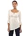 PattyBoutik Women 3/4 Sleeve High-Low Hem Top (Ivory Large)