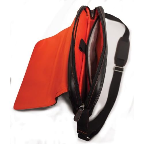 Mobile Edge Slimline Ultrabook Messenger for 14.1-Inch PC/13-Inch Mac, fits all iPad generations including iPad4  (Black/Orange)