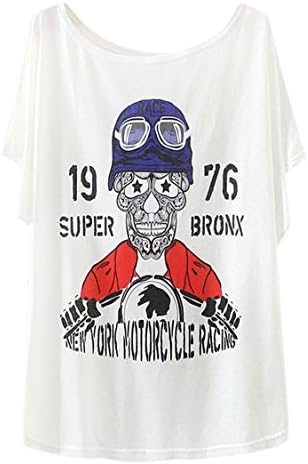 Pink Wind Womens Short Sleeves Tee Shirts Batwing Crewneck Funny Shirts One Size Skeleton Aviation