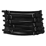 Black Ultra Wide 10 Buckle Elastic Corset Cinch Belt