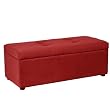 Handy Living Ott410-Aaa47 Hinged Bench Storage Ottoman Microfiber Crimson Red