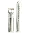 Watch Band Silver Metallic Genuine Leather 16mm