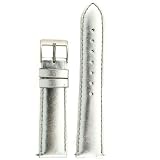 Watch Band Silver Metallic Genuine Leather 16mm