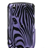Premium Designer Hard Snap On Crystal Case for the Blackberry 8520 Curve/Gemini - Cool Black Purple Zebra Face Print