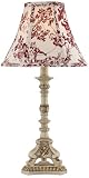 Antique Ivory French Candlestick Red Toile Shade Accent Lamp
