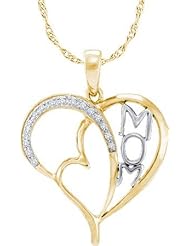 0.08ctw Round Diamond Mom Heart Pendant