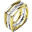 Spikes Titanium Square Root ip Gold cz Ring