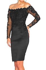 Sexy Long Sleeves Bateau Neck Satin/Tulle Sheath Cocktail Applique Prom Dress 