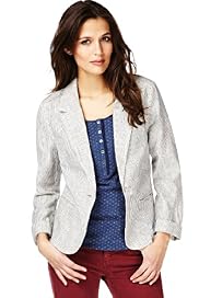 Indigo Collection Linen Blend Ticking Striped Jacket