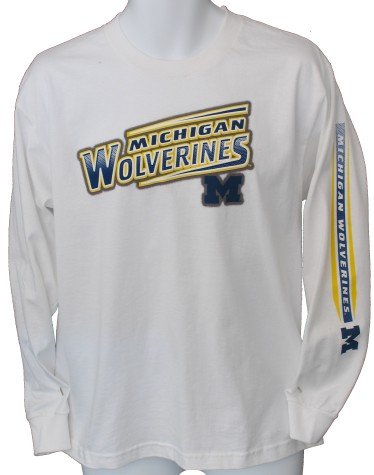 Youth Michigan Wolverines L/S White Dot Pattern Tee