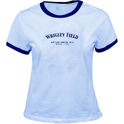 Wrigley Field Woman's Heather Blue Ringer Shirt
