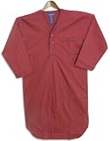 Private Label - Mens Long Sleeve Broadcloth Nightshirt, Burgundy, Navy
