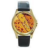 CDG709 Thanksgiving Holiday Maize Indian Corn Gold Watch Black Leather
