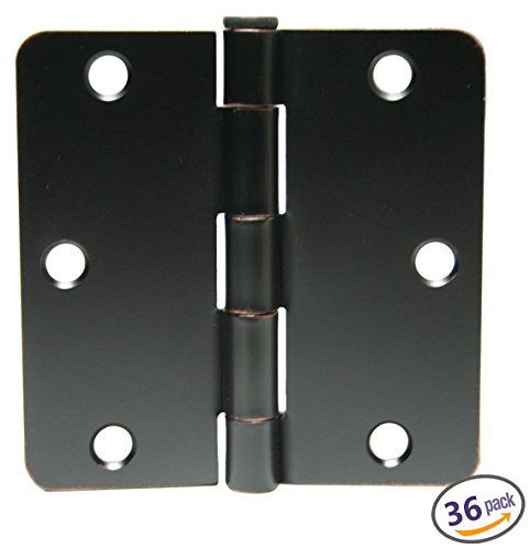 Dynasty Hardware 3-1/2" Door Hinges 1/4" Radius Corner, Oil Rubbed Bronze, 36 - Pack