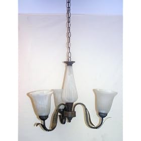 NEW 3 LIGHT VALENCIA ALABASTER CHANDELIER W SHADES HANGING LIGHT FIXTURE by SUNLINK