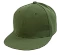 Plain Fitted Flat Bill Hat - Olive Green