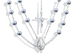 Solid Silver heavy Rosary Bead & Cross Necklace, 30g. New & Boxed.