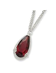 Sterling Silver 16in Dark Red CZ Necklace.