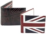 Mens Quality Leather Union Jack Mod Retro Wallet with Coin Pocket - Gift Boxed
