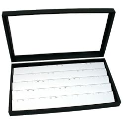 Jewelry Box Display Case Holds 45 Pairs of Earrings White New