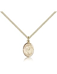 Gold Filled Saint St. Philomena Medal Pendant 1/2 x 1/4 Inches Children-9077- Comes with a Gold Filled Lite Curb Chain Neckace And a Black velvet Box