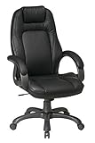Office Star Quick Assembly High-Back Executive Leather Chair, Black SOURCE: ....