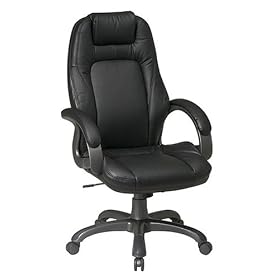Office Star Quick Assembly High-Back Executive Leather Chair, Black SOURCE: Amazon.com Review