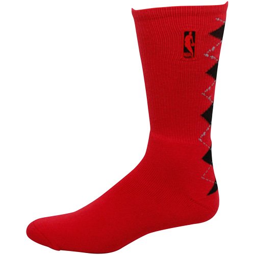 Nba Logo Argyle Crew Sock - Red/Black Large