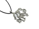 Celtic Dragon Pewter Pendant on Corded Necklace