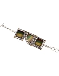 Sterling Silver Multi-colored Fluorite Semi Precious Gemstones Womens Bracelet Jewelry