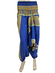 New Dark Blue Womens Bohemian Capri Baggy Yoga Hippy Genie Aladdin Harem Pants 38"