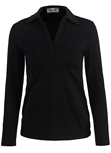 PinkPatty Women's V Neck Long Sleeve Polo Shirt