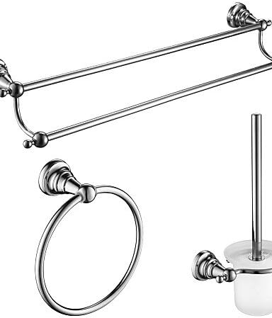 3 Pcs Bathroom Accessory Sets,Zinc Alloy, Stainless Steel, Brass Material Chrome Finish,Bath Accessories
