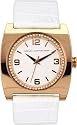 French Connection Gold Ladies White Dial White Croc Strap Watch