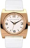 French Connection Gold Ladies White Dial White Croc Strap Watch