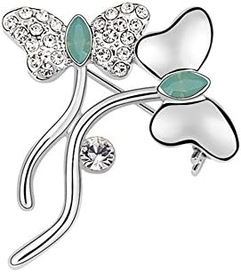 Fetrun Swarovski Elements "Elegant Knot" Crystal Butterfly Bowknot Shaped Brooch Color Frosted Green