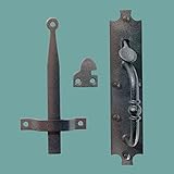 Wrought Iron Door Latch Black "Colonial Norfolk" 8" Tall 1-5/8" Wide Authentic Hand-Crafted Styling