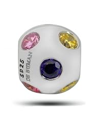 De Buman 0.4ctw Color CZ 925 Silver Bead-fits Pandora, Troll & Chamilia European Charm Bracelets