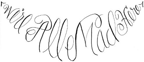 Bingbinge Calligraphy Were All Mad Here Alice In Wonderland Art Print on Canvas - 12" X 16"