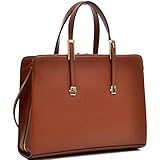 Dasein Classic Two Tone Emblem Leather Shouder Bag, Satchel, Briefcase, Tablet Bag, iPad Bag