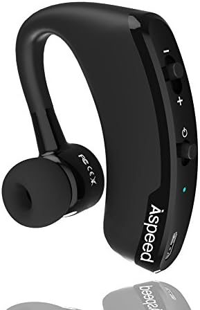 Bluetooth Headset, AiSpeed Wireless HD Stereo Bluetooth 4.0 Headphones/earbuds/ Earpieces Noise Cancelling Hands Free With Mic Left Right Ear for Cell Phone iPhone Samsung IOS Android-BHV90 Black