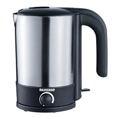 Severin WK 3366 Wasserkocher, Edelstahl-geb�rstet-schwarz / 1,5 Liter Inhalt / 2000 W
