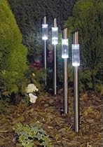 Set of 4 stainless steel solar post lights