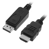 High Quality Black DisplayPort Male to HDMI Cable Male - 6 Feet / 2M